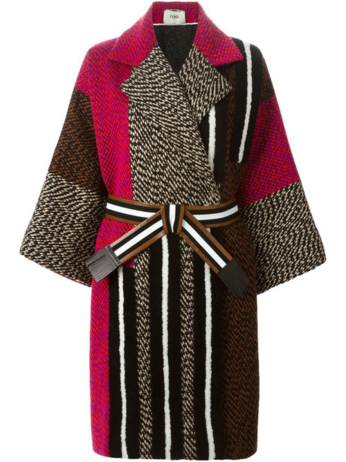 Женское пальто с яркими полосами от FENDI
