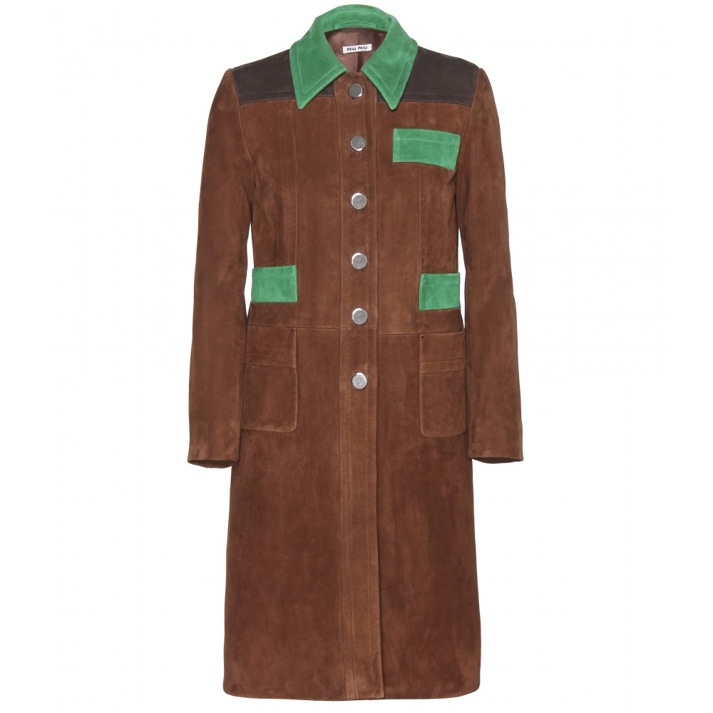 Замшевое женское пальто MIU MIU весна 2015