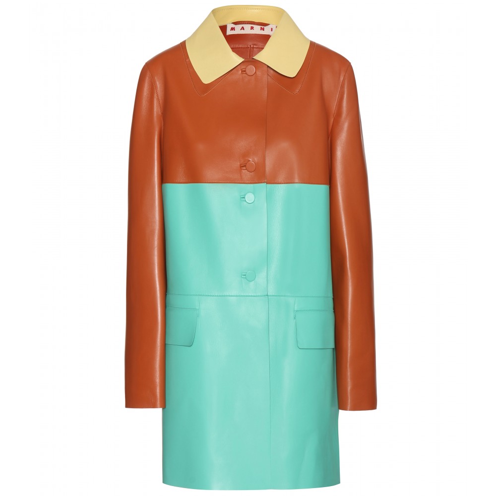 Кожаное женское пальто MARNI весна 2015